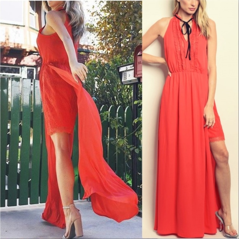 DRESS RED MAXI FIESTA COLORED DRESS - Picture 2 of 2
